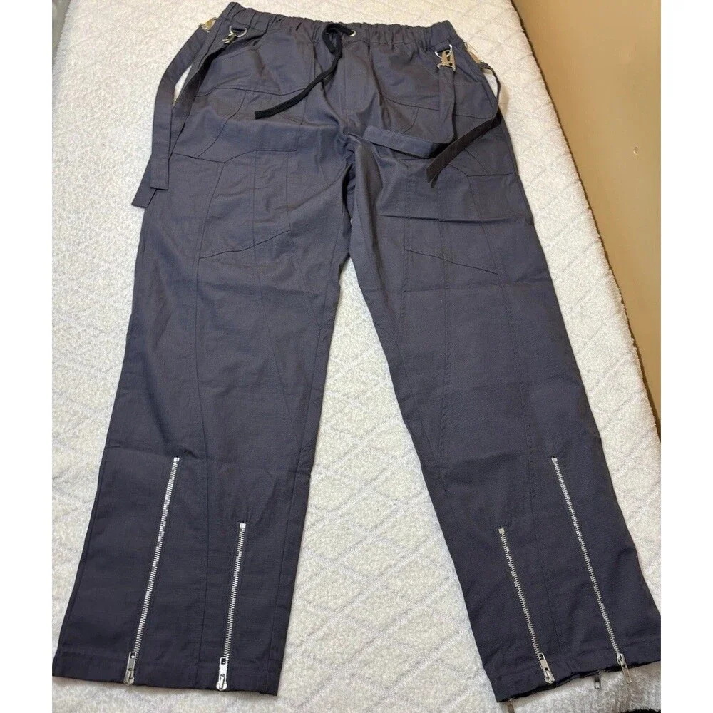 New Sui Generis Designer Grunge Streetwear Zippers Clips Windbreaker Pants Large